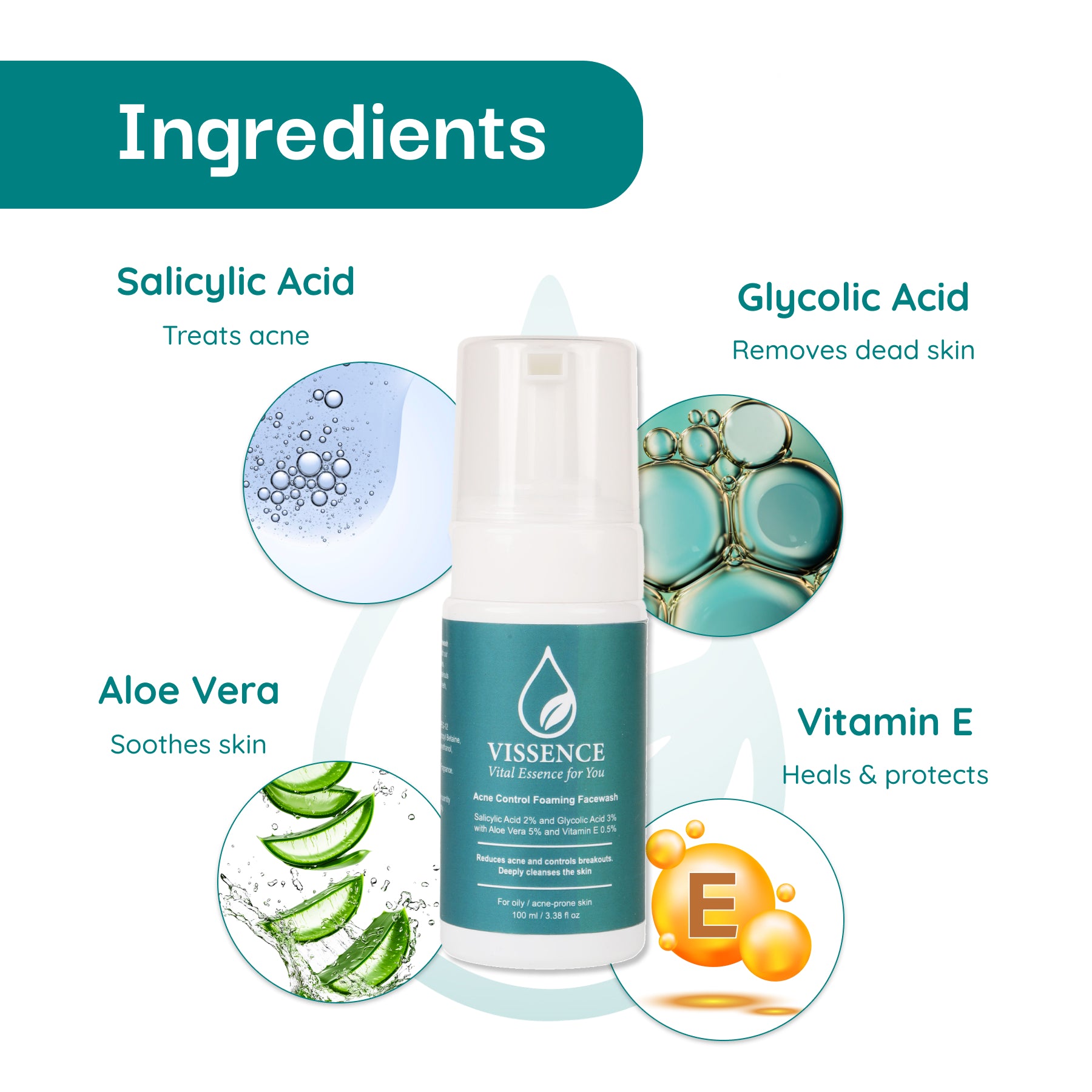 Vissence Acne Control Foaming Face Wash