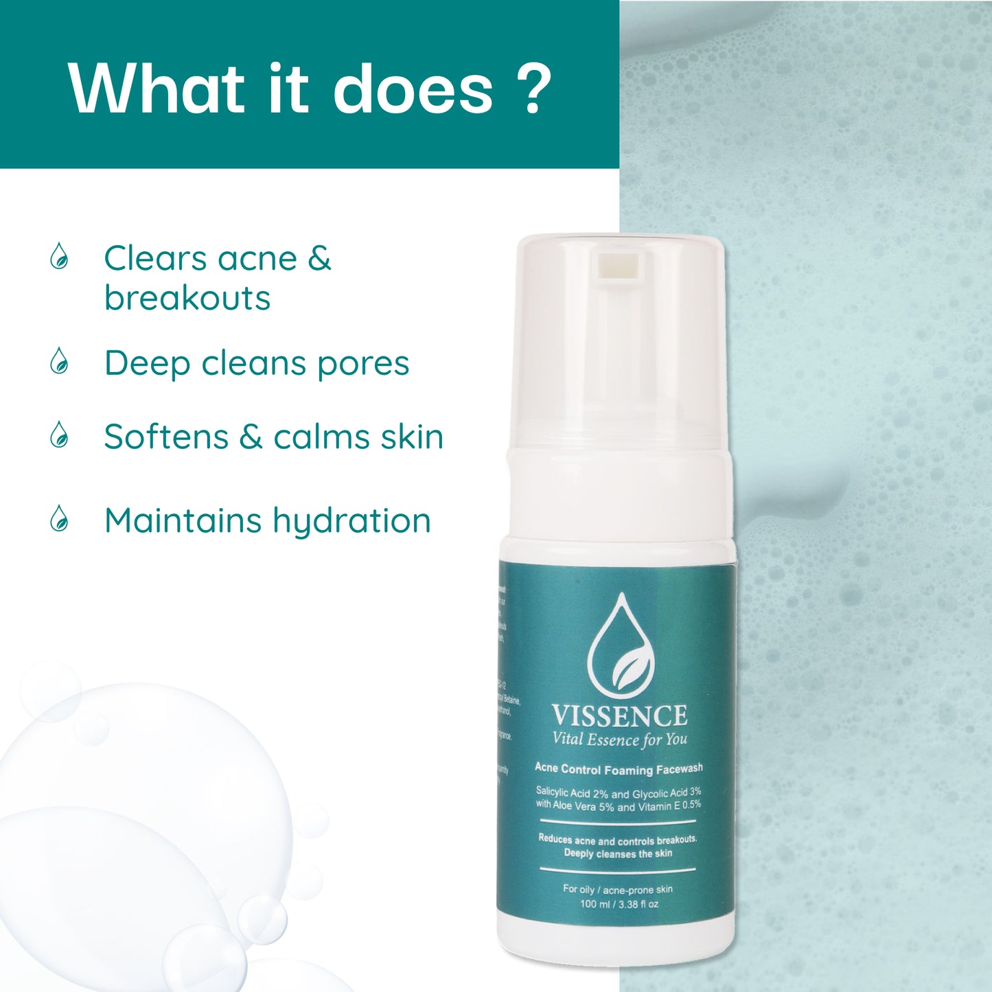 Vissence Acne Control Foaming Face Wash