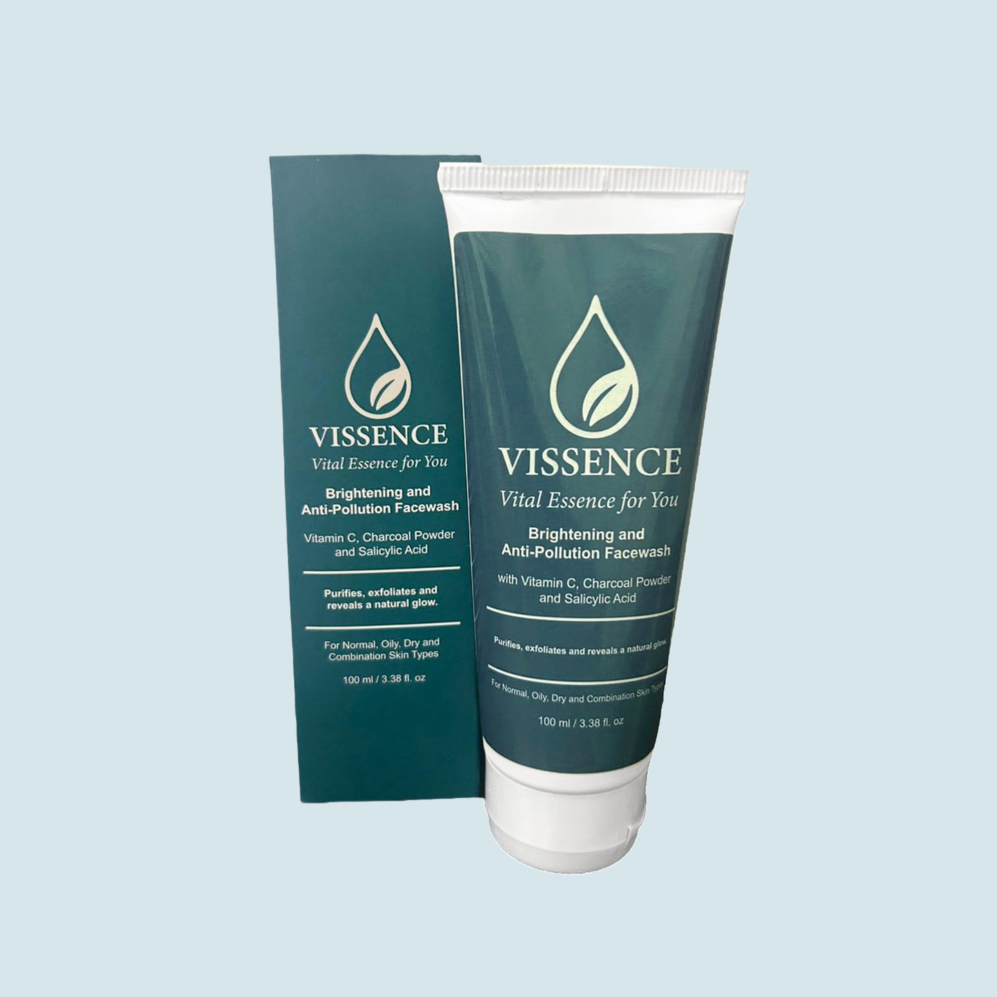 Vissence Brightening & Anti-Pollution Facewash with Vitamin C, Charcoal & Salicylic Acid