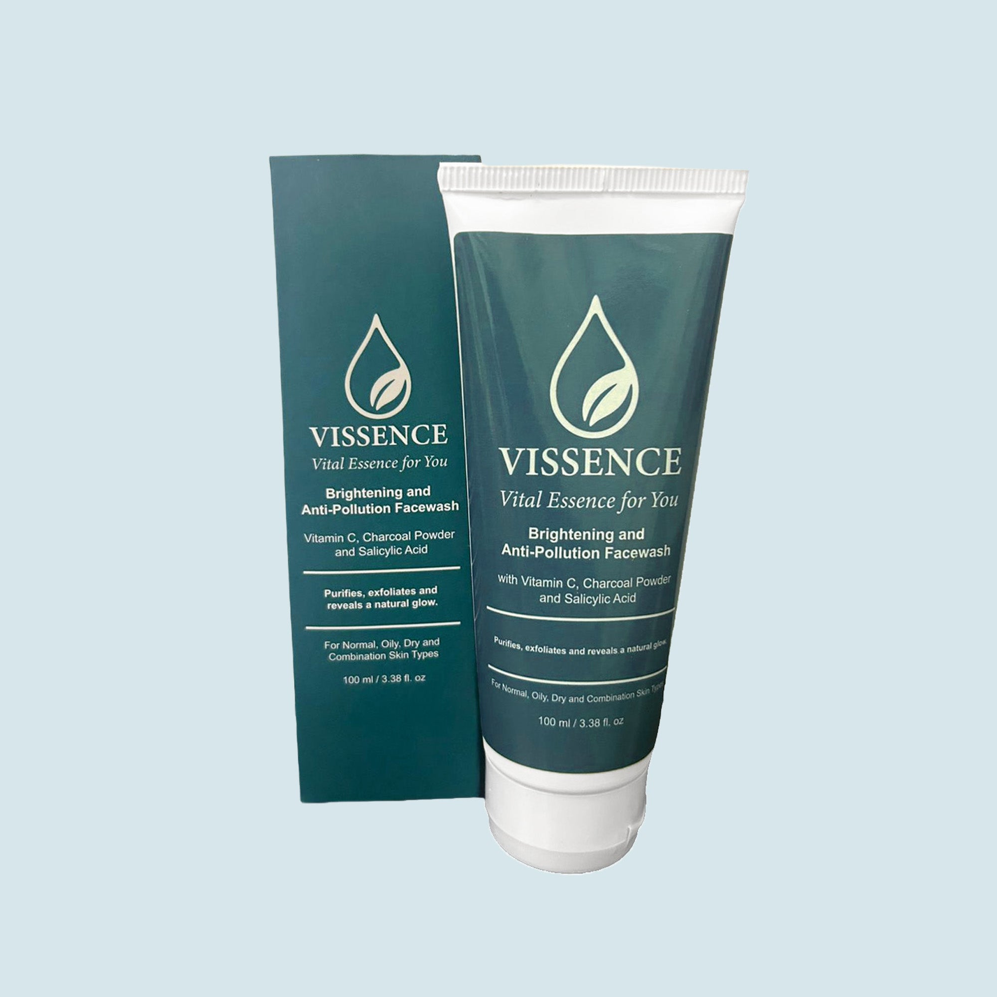 Vissence Brightening & Anti-Pollution Facewash with Vitamin C, Charcoal & Salicylic Acid
