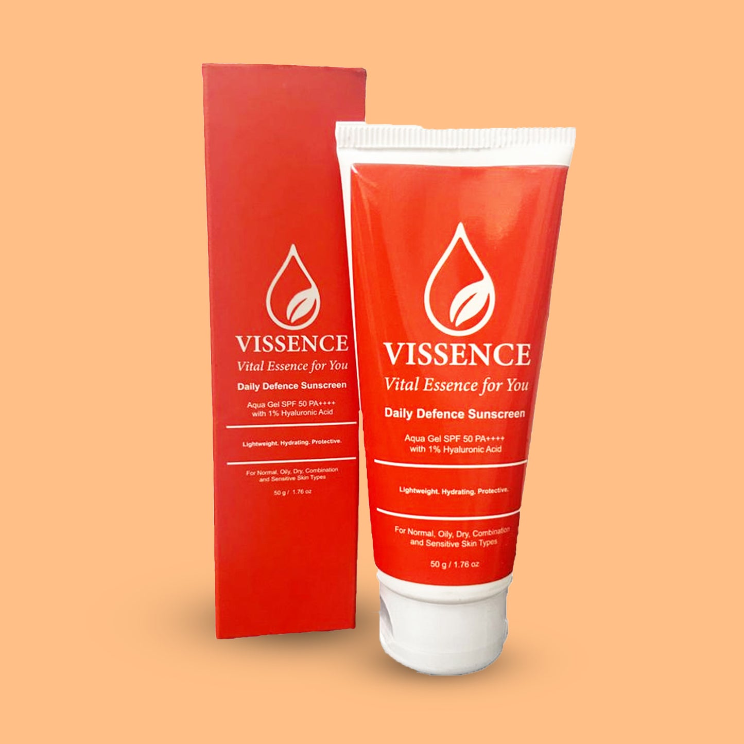 Vissence Daily Defence Sunscreen SPF 50 PA++++ | Aqua Gel with Hyaluronic Acid