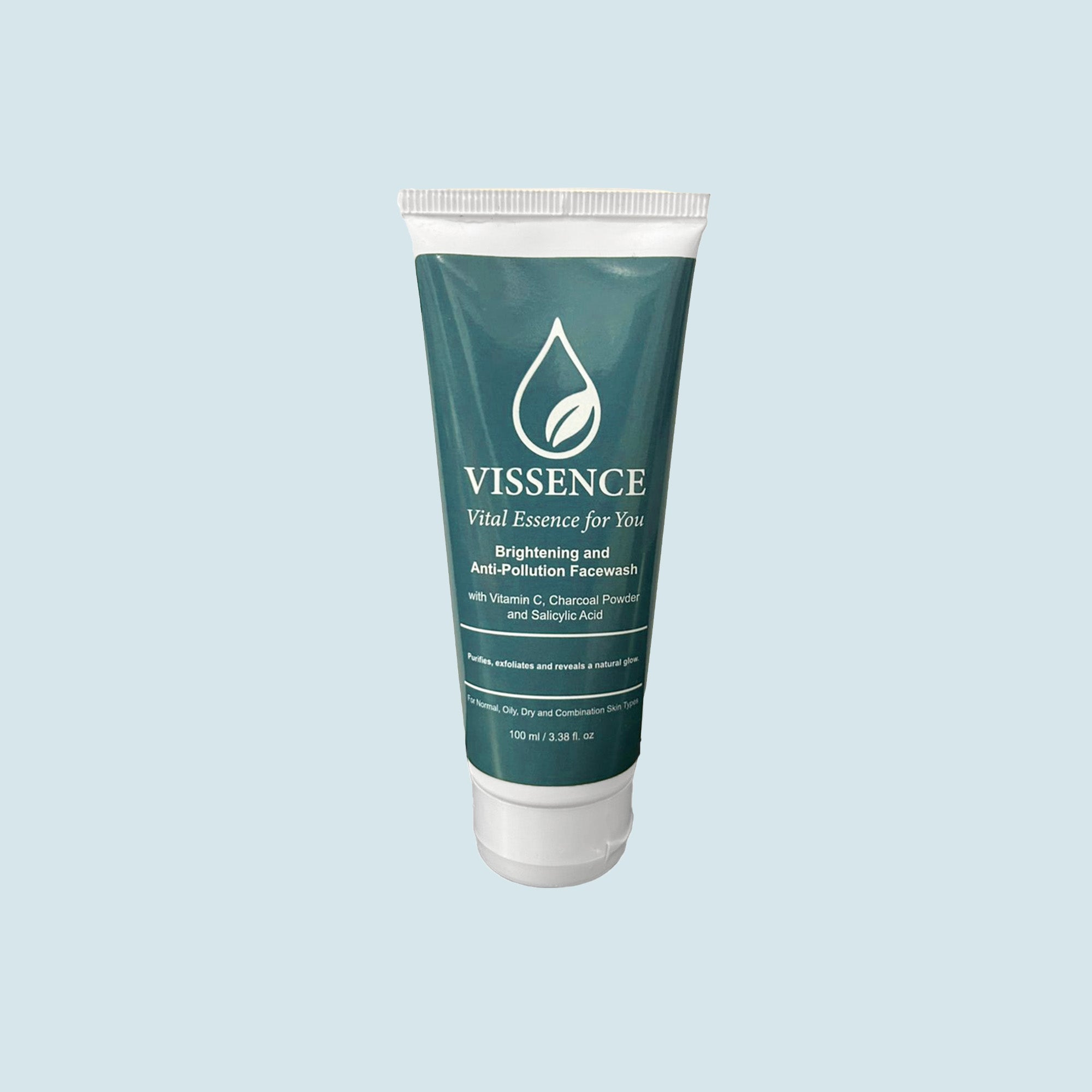 Vissence Brightening & Anti-Pollution Facewash with Vitamin C, Charcoal & Salicylic Acid