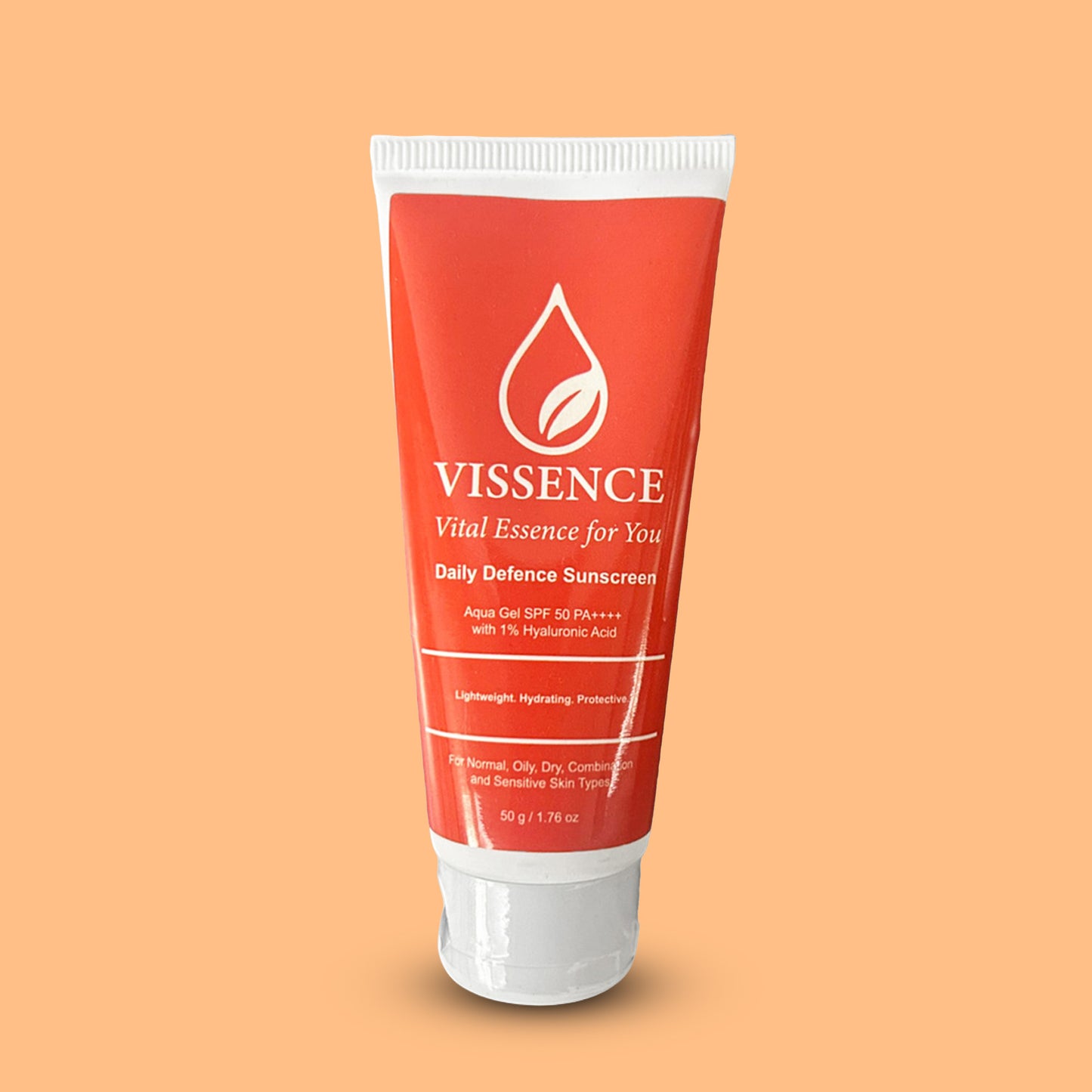 Vissence Daily Defence Sunscreen SPF 50 PA++++ | Aqua Gel with Hyaluronic Acid