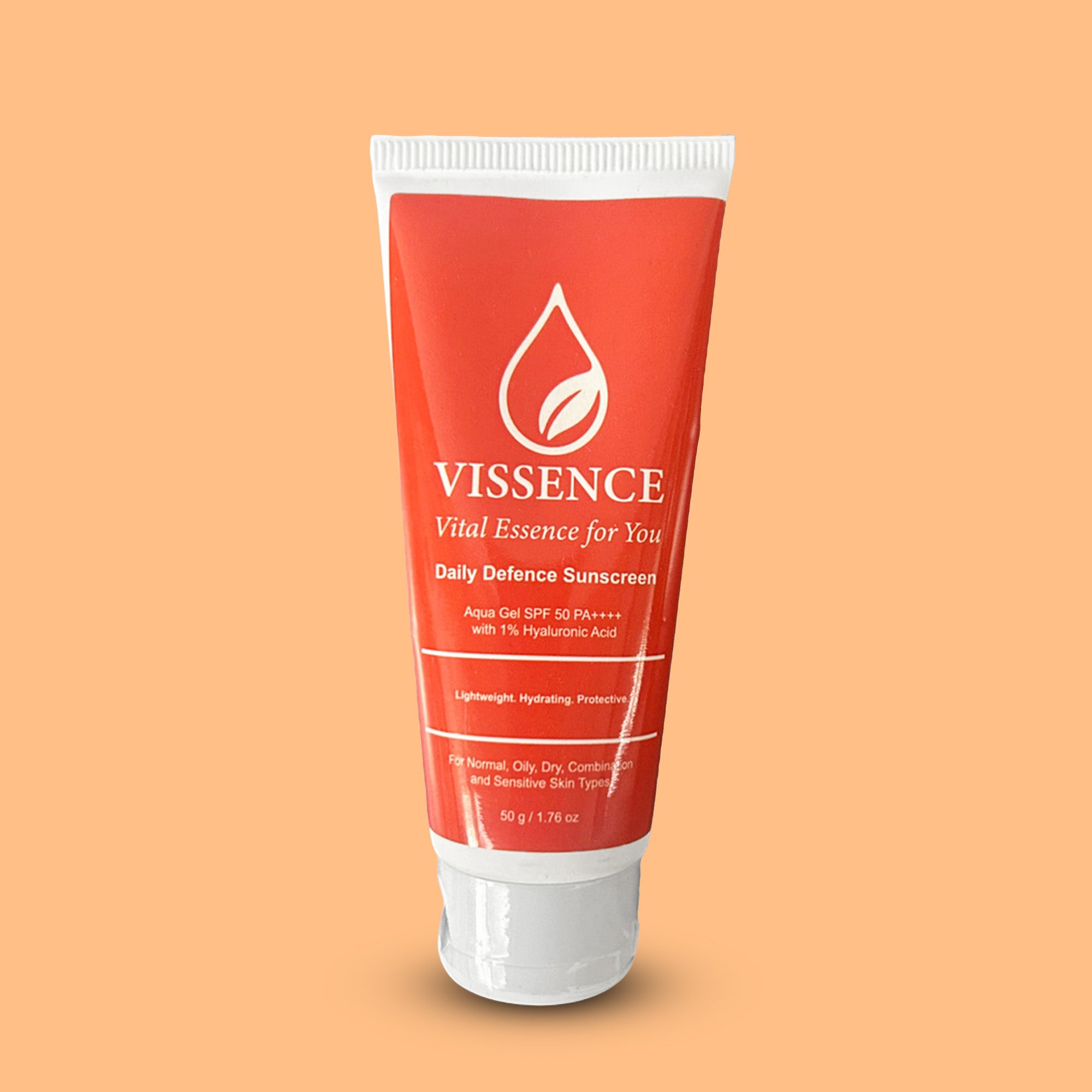 Vissence Daily Defence Sunscreen SPF 50 PA++++ | Aqua Gel with Hyaluronic Acid