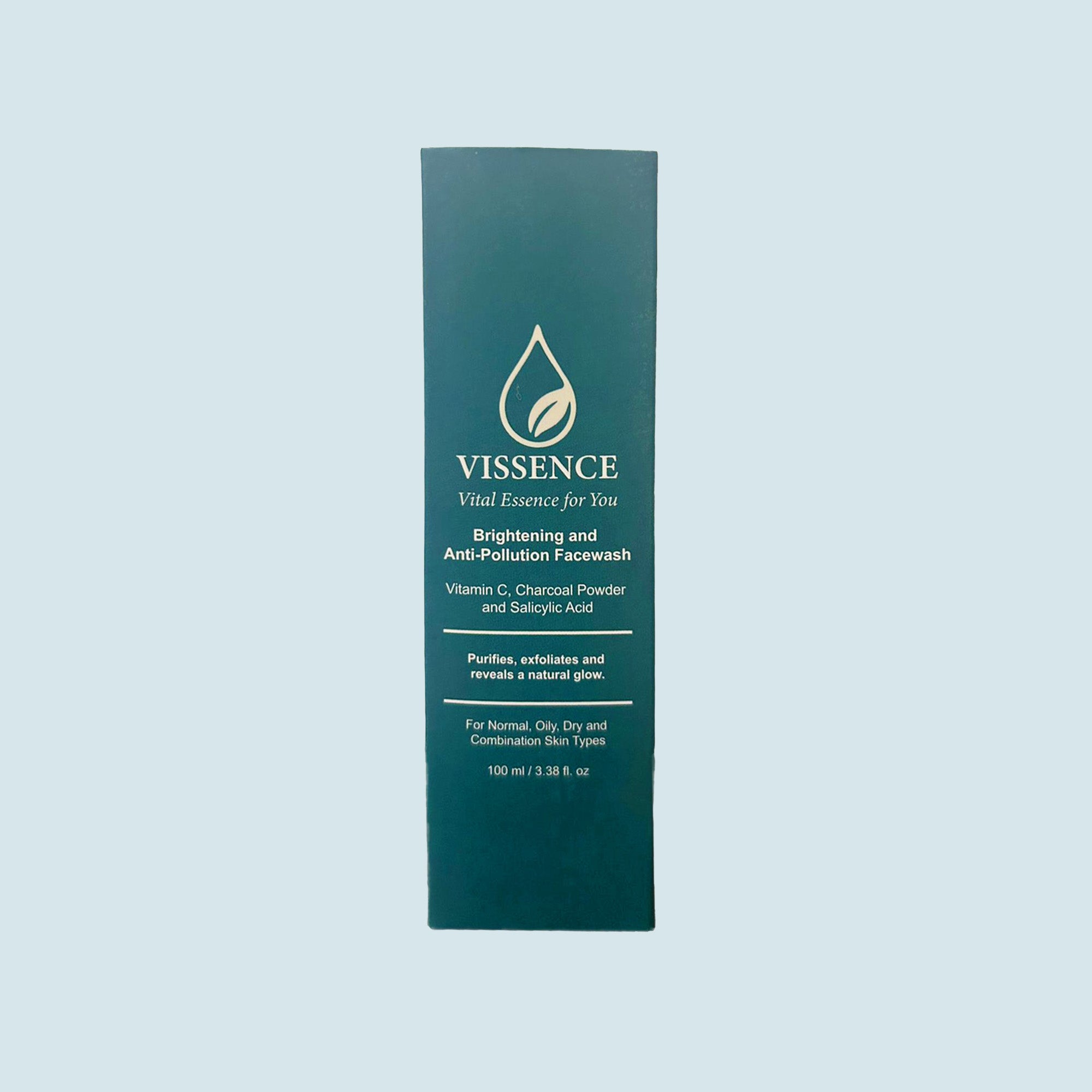 Vissence Brightening & Anti-Pollution Facewash with Vitamin C, Charcoal & Salicylic Acid