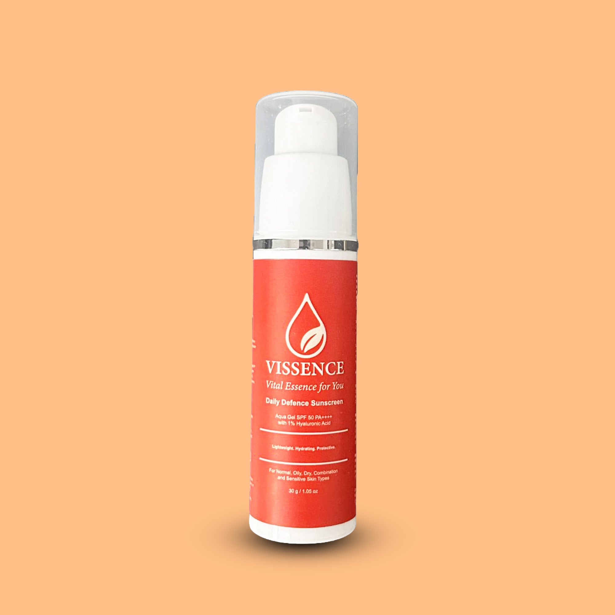 Vissence Daily Defence Sunscreen SPF 50 PA++++ | Aqua Gel with Hyaluronic Acid
