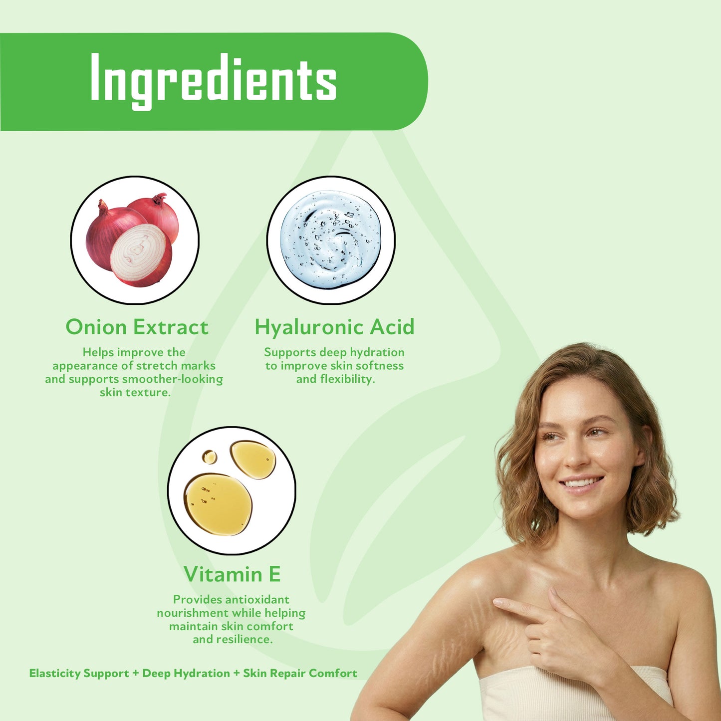 Vissence Stretch Mark Repair Cream with Onion Extract, Hyaluronic Acid & Vitamin E