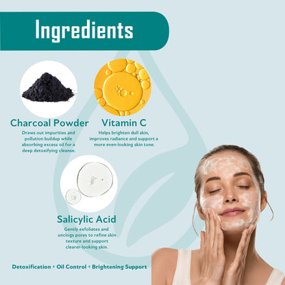 Vissence Brightening & Anti-Pollution Facewash with Vitamin C, Charcoal & Salicylic Acid