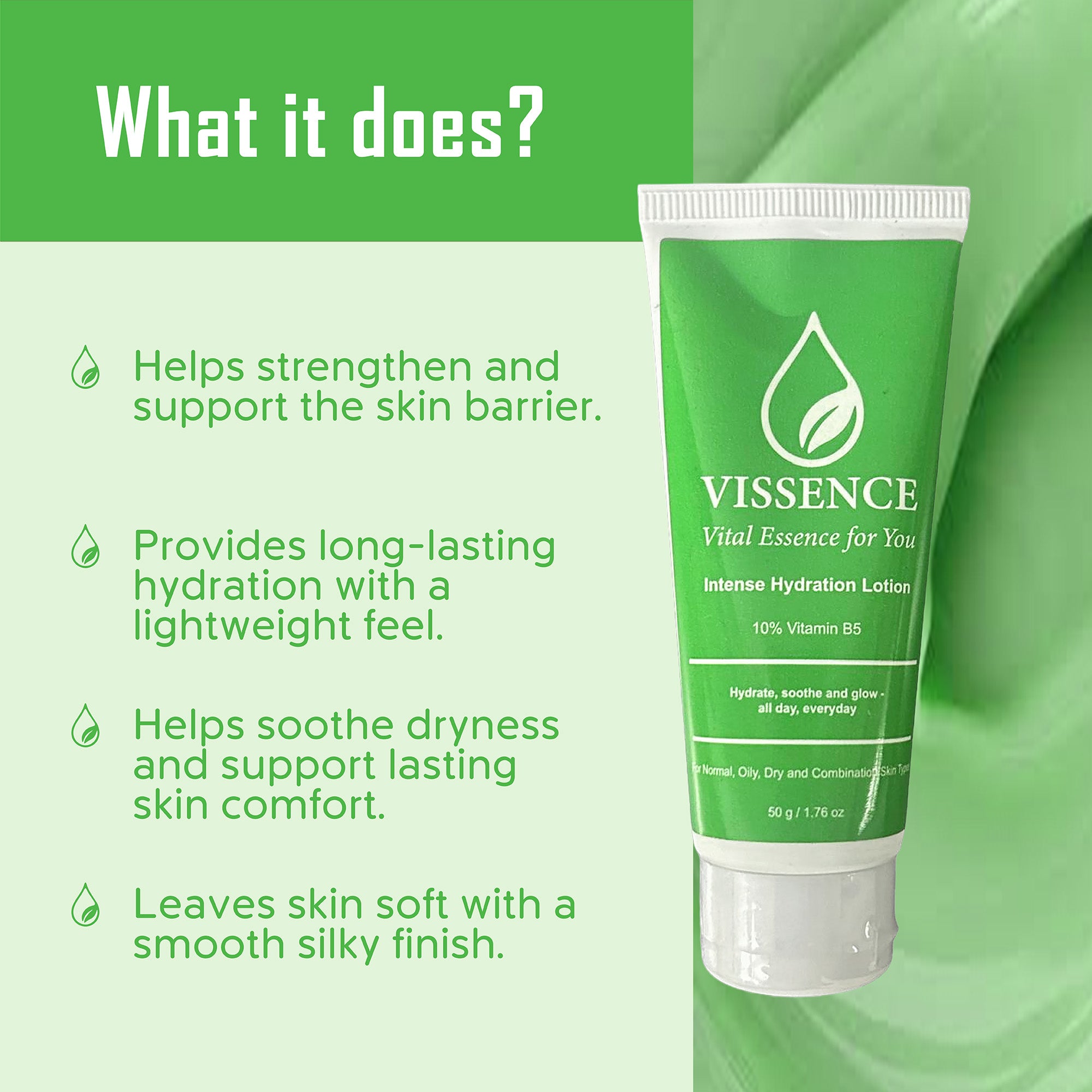 Vissence Intense Hydration Lotion with 10% Vitamin B5 & Hyaluronic Acid for Deep Barrier Support