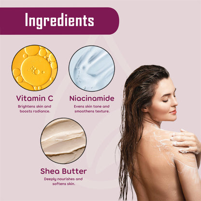 Ingredients in Vissence Body Glow Therapy Bodywash Vitamin C Niacinamide Shea Butter